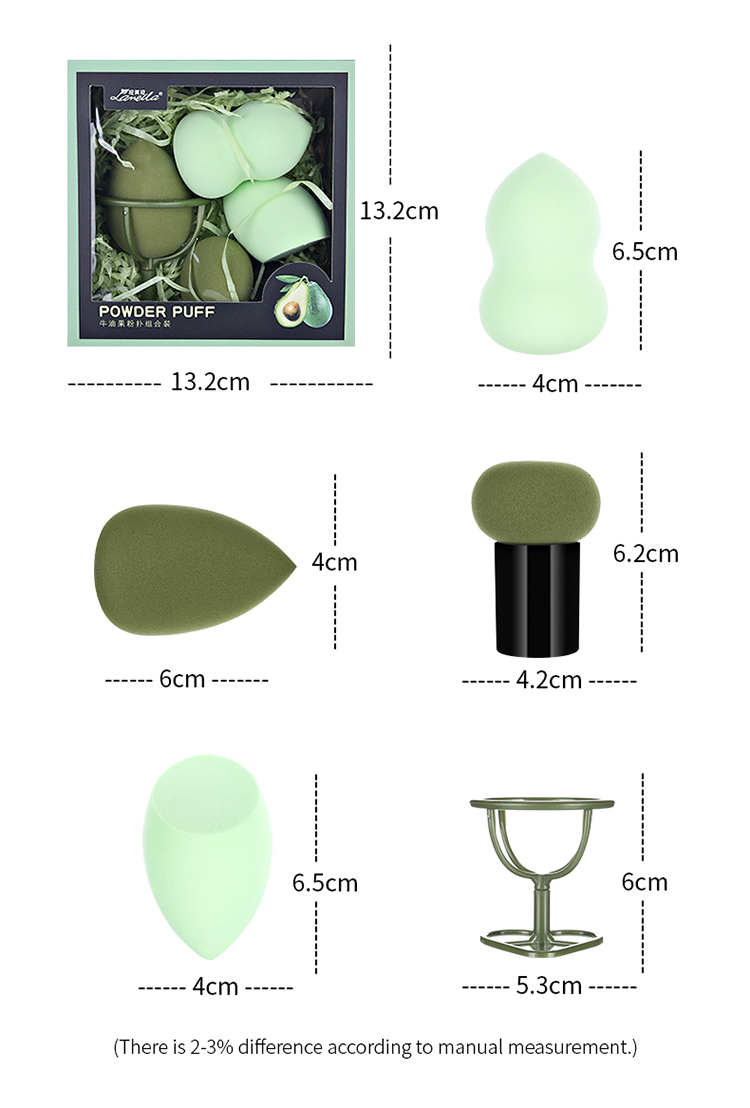 New Style 4 in 1 Makeup Blending Sponge Set Holder Beauty Green Makeup Sponge Blender Custom Logo A80145