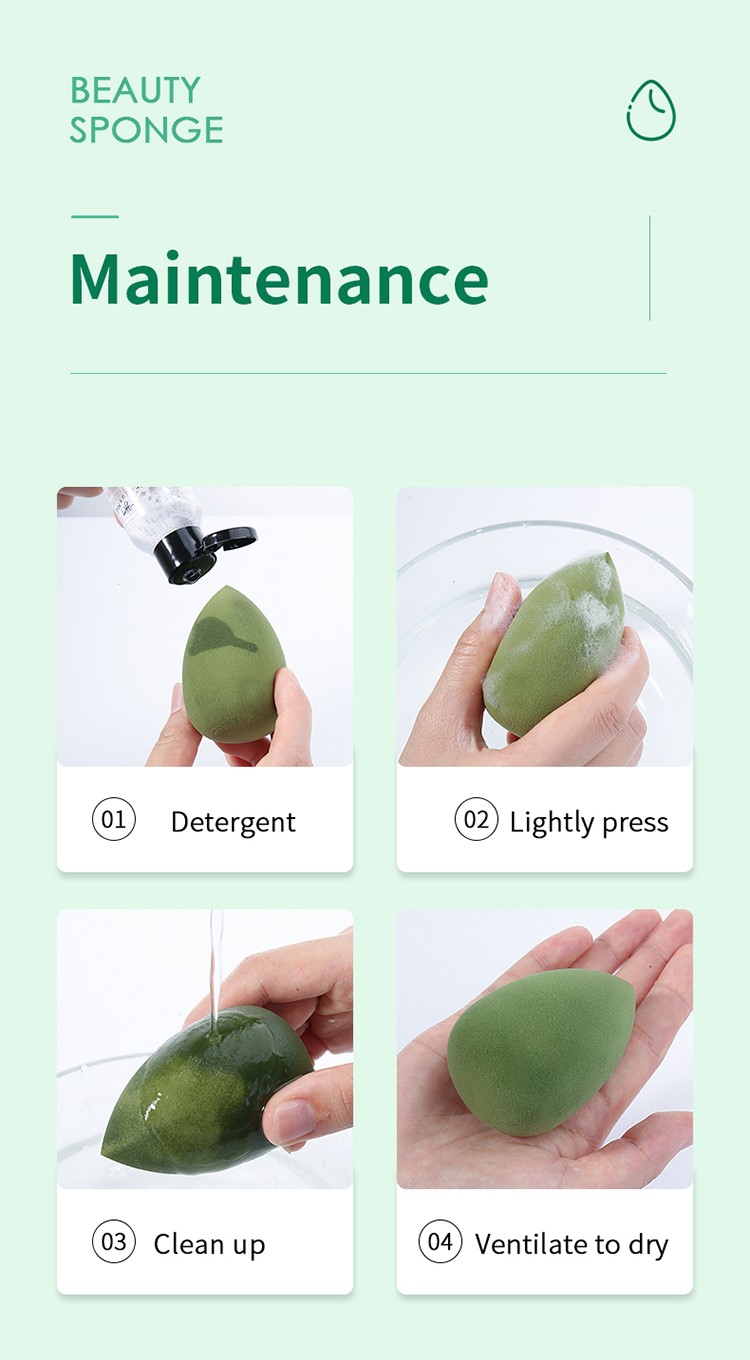 New Style 4 in 1 Makeup Blending Sponge Set Holder Beauty Green Makeup Sponge Blender Custom Logo A80145