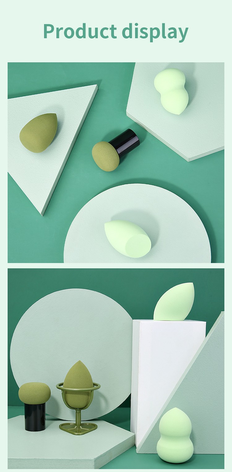 New Style 4 in 1 Makeup Blending Sponge Set Holder Beauty Green Makeup Sponge Blender Custom Logo A80145