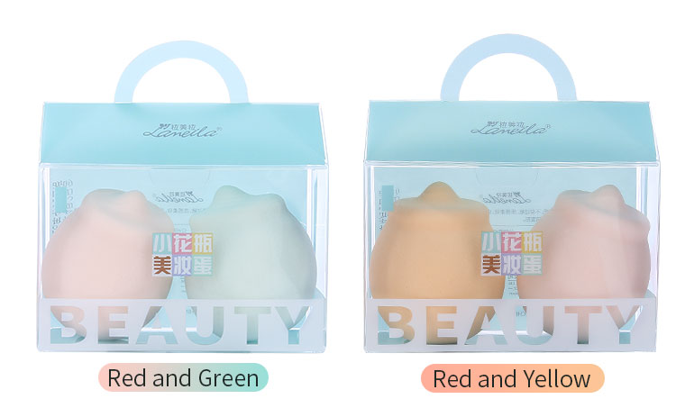 Lameila 2pcs Powder Puff Soft Natural Latex Free Beauty Makeup Egg Sponge Wet And Dry Dual-Use Makeup Sponge Blender Set A80206