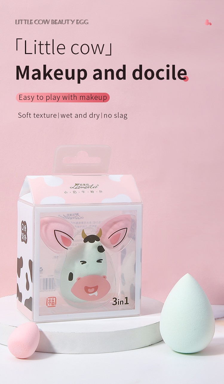 Lameila OEM logo travelcase 3in1 beauty sponge reusable soft latex free foundation makeup sponge blender packaging box A80212