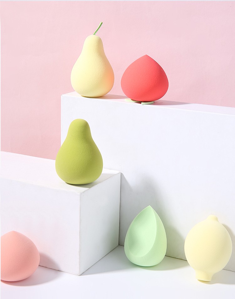 Lameila OEM logo 2pcs Fruit shape beauty sponge reusable soft latex free foundation makeup sponge blender packaging box A80219 A80220 A80221