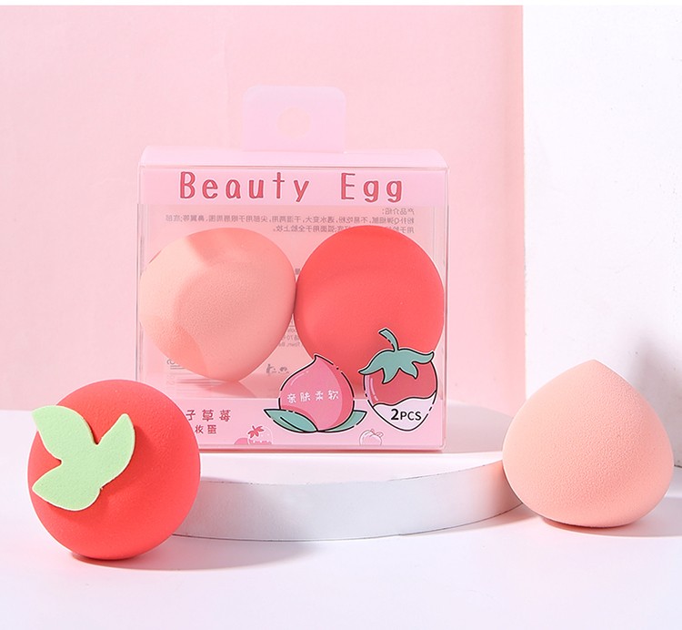 Lameila OEM logo 2pcs Fruit shape beauty sponge reusable soft latex free foundation makeup sponge blender packaging box A80219 A80220 A80221