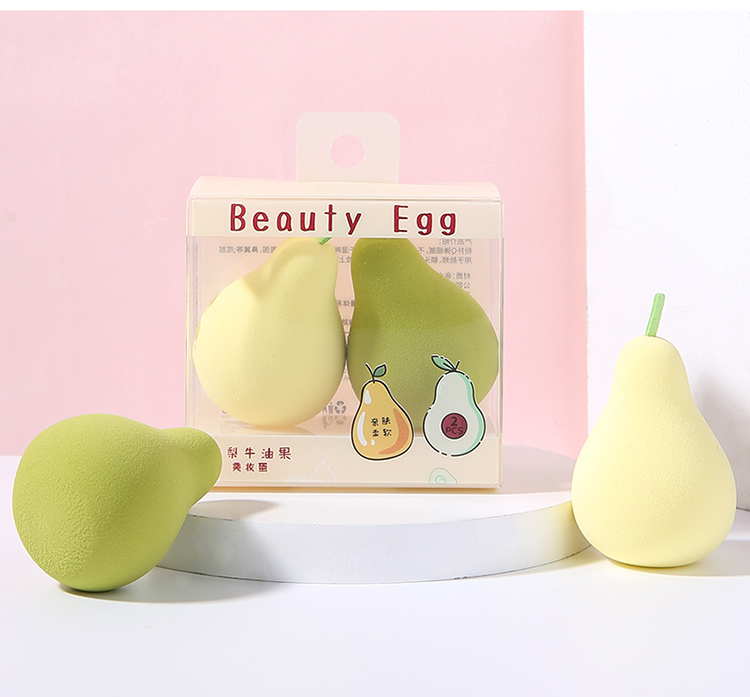 Lameila OEM logo 2pcs Fruit shape beauty sponge reusable soft latex free foundation makeup sponge blender packaging box A80219 A80220 A80221