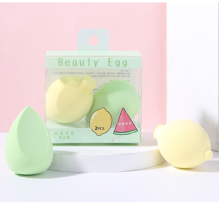 Lameila OEM logo 2pcs Fruit shape beauty sponge reusable soft latex free foundation makeup sponge blender packaging box A80219 A80220 A80221