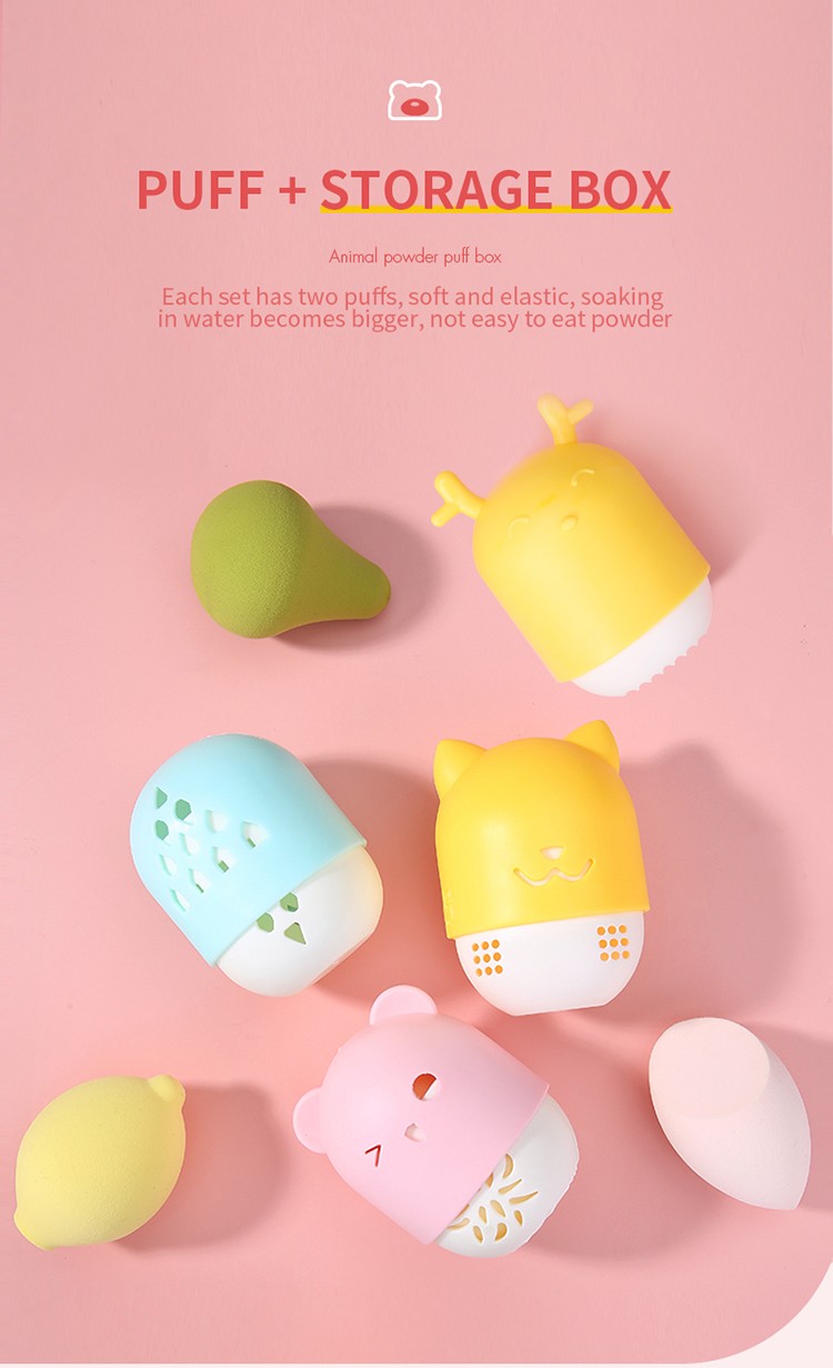 Lameila New Design Holiday Gift 5in1 Beauty Make Up Sponge Blender Holder Mini Cute bear Cosmetic Makeup Sponge Sets A80151 A80163 A80165