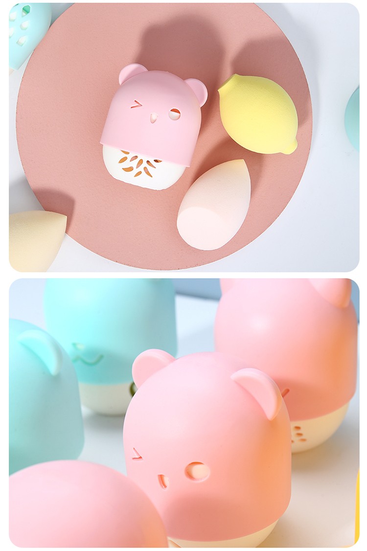 Lameila New Design Holiday Gift 5in1 Beauty Make Up Sponge Blender Holder Mini Cute bear Cosmetic Makeup Sponge Sets A80151 A80163 A80165