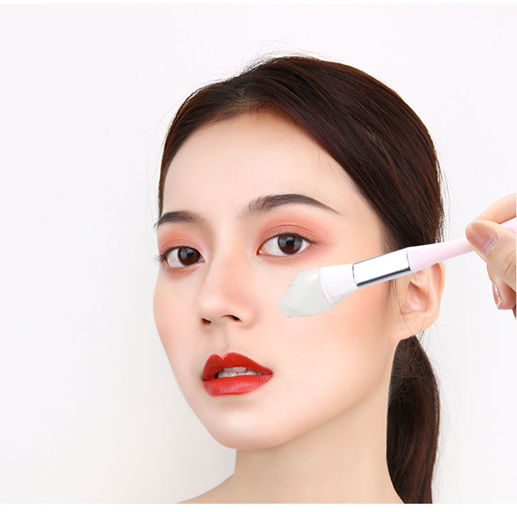Lameila New Double-headed DIY Skincare Mask Brush Facial Mask Applicator Nylon Silicone Face Mask Brush And Spoon B0525
