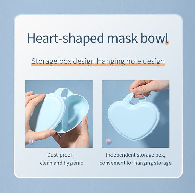 Lameila Guangzhou plastic bowl heart-shaped 7 in 1 plastic mask bowl set facial bowl spoon brush set D0895