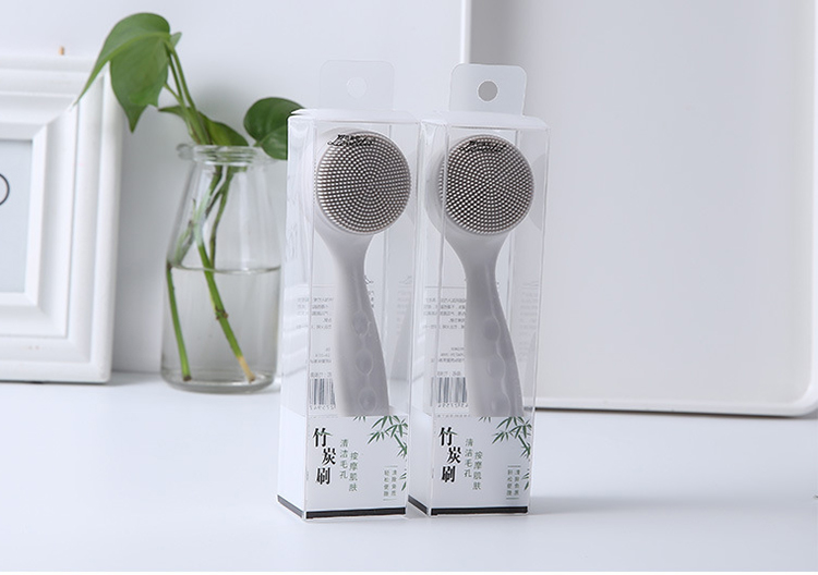 Lameila Wholesale Private Label Manual Soft Facial Care Cleanser Silicone Face Cleaning Washing Brush With Handle C0367