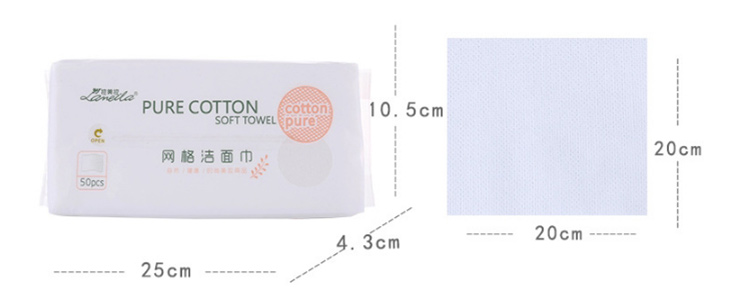 Lameila factory oem clean face towel 50pcs custom packaging size non-woven mesh cotton salon disposable facial towel B248