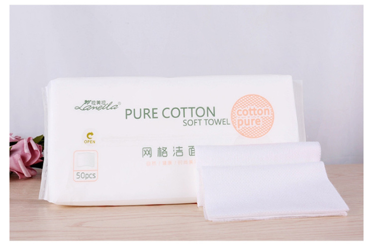 Lameila factory oem clean face towel 50pcs custom packaging size non-woven mesh cotton salon disposable facial towel B248