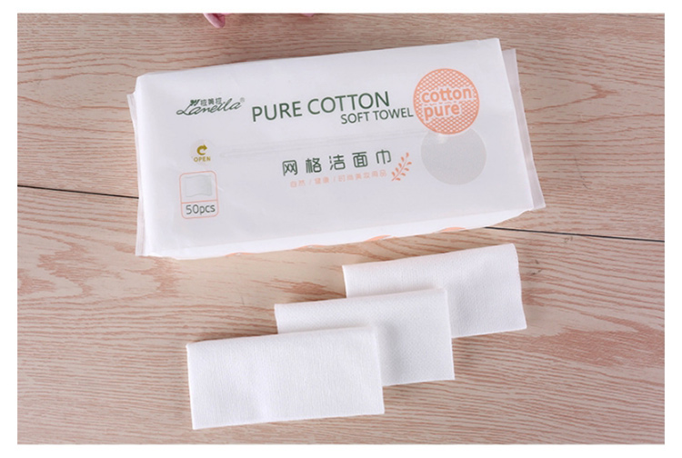 Lameila factory oem clean face towel 50pcs custom packaging size non-woven mesh cotton salon disposable facial towel B248