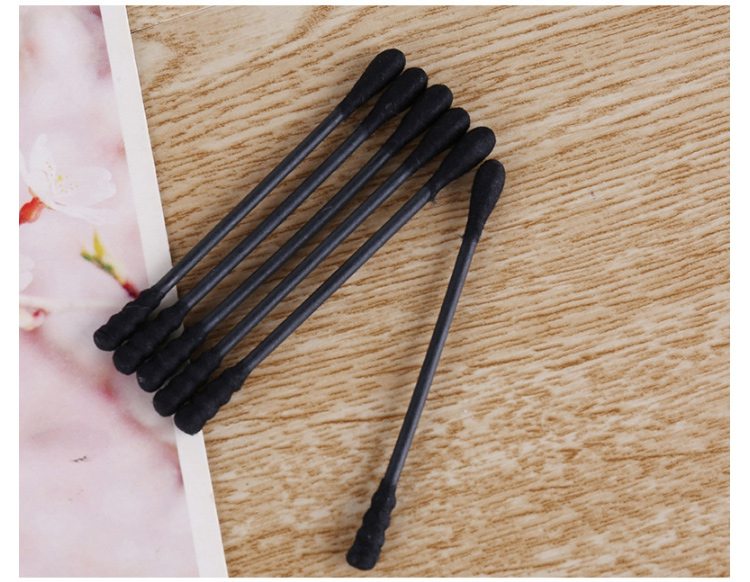 Lameila Amazon Hot Sales Wholesale Cotton Buds 200pcs Black Spiral And Round Tips Paper Stick Ear Cotton Swab For Daliy Use A661