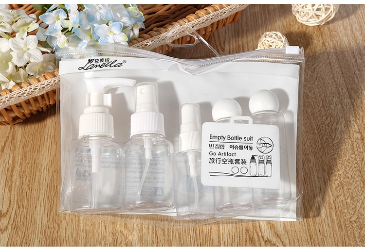 Lameila Hot Sale Cosmetic Bottle 5pcs/Bag Packing Empty Travel Kit Bottle 50ml Pet Empty Spray Bottles Set LA1070