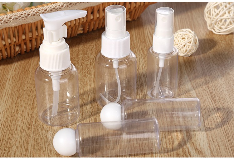 Lameila Hot Sale Cosmetic Bottle 5pcs/Bag Packing Empty Travel Kit Bottle 50ml Pet Empty Spray Bottles Set LA1070