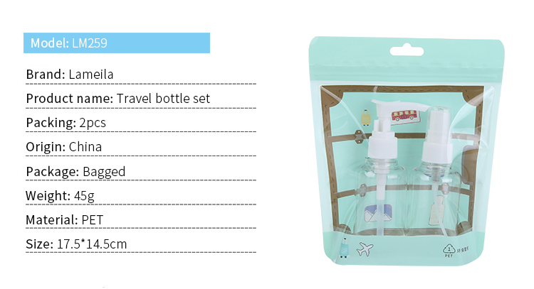 Lameila Portable 2pcs Perfume Transparent Spray Bottle Environmental Protection PET Plastic Travel Empty Bottles LM259