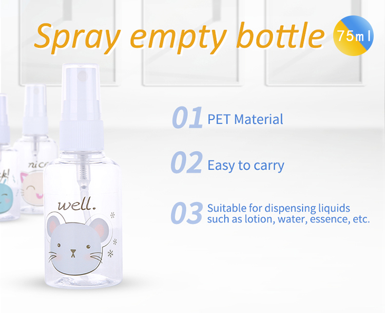 Lameila 75ml Pet Sprayer Empty Bottles Perfume Alcohol Fine Mist Alcohol Travel Pocket Plastic Empty Bottle Lm726