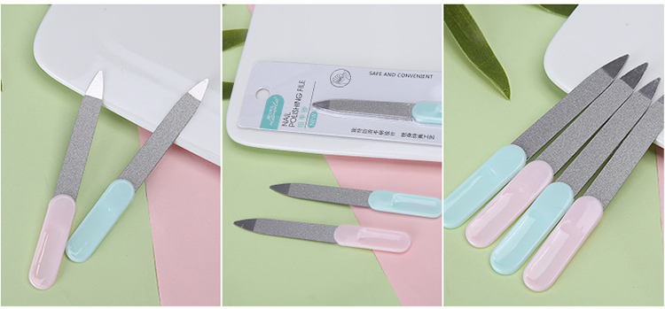 Lameila manicure beauty polishing tool file mini pink handle custom oem small metal nail file C0337