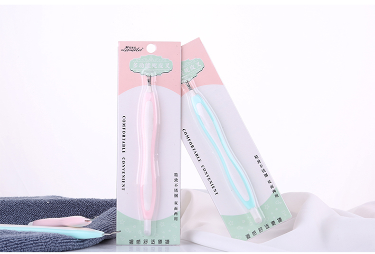 Lameila manicure tools nail pusher cuticle metal mini pink plastic handle stainless steel Cuticle Pusher C0363