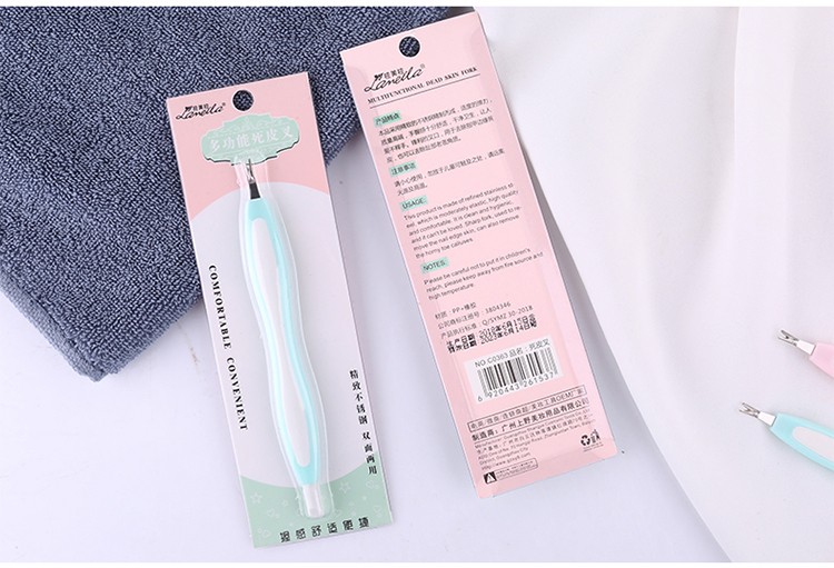 Lameila manicure tools nail pusher cuticle metal mini pink plastic handle stainless steel Cuticle Pusher C0363