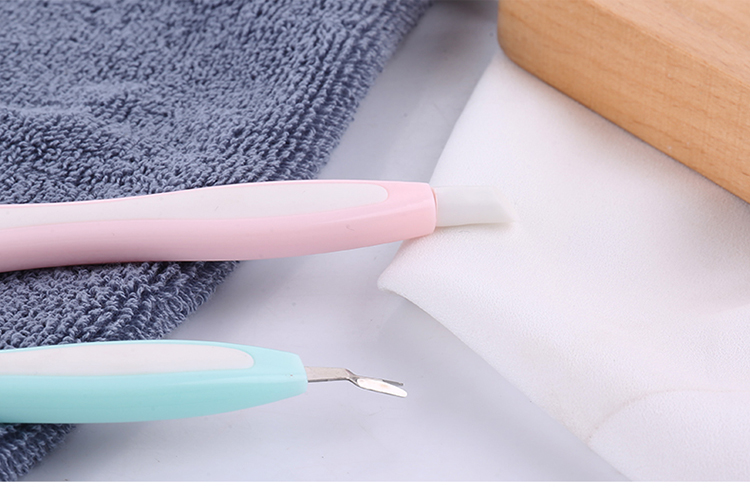 Lameila manicure tools nail pusher cuticle metal mini pink plastic handle stainless steel Cuticle Pusher C0363