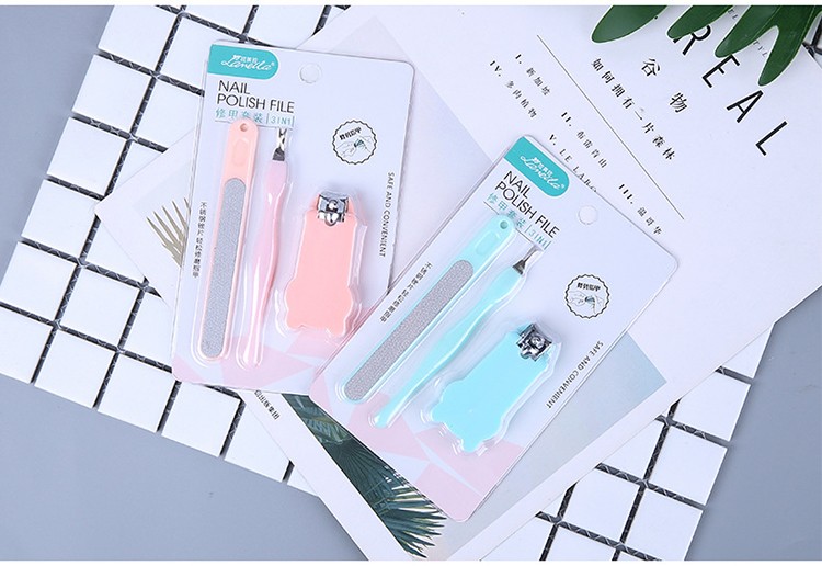 Lameila wholesale 3pcs nail care tools stainless steel cute nail clipper set manicure set F0105