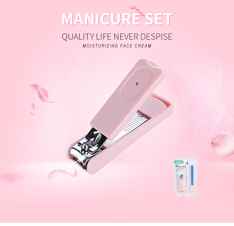 Lameila manicure pedicure set tools nail file clipper Cuticle Pusher 3pcs mini pink stainless steel manicure set pedicure F0160