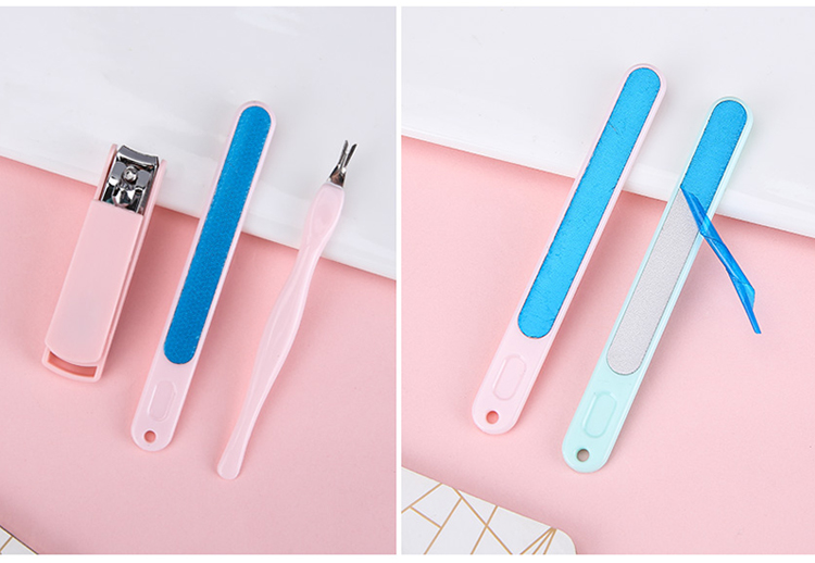 Lameila manicure pedicure set tools nail file clipper Cuticle Pusher 3pcs mini pink stainless steel manicure set pedicure F0160