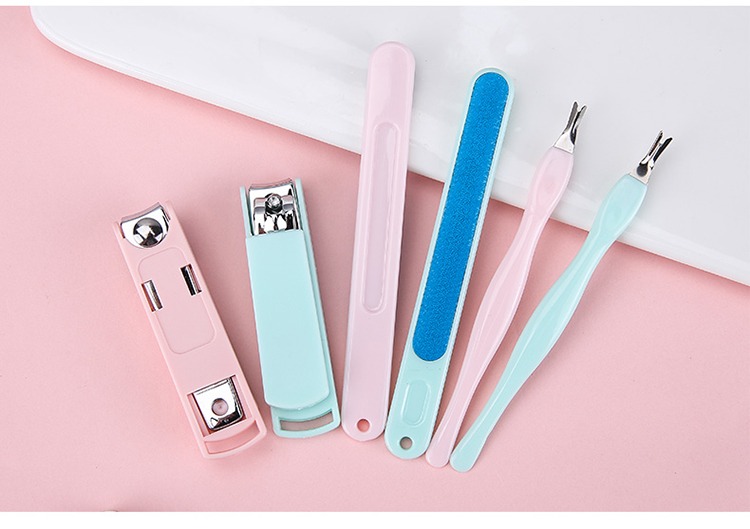 Lameila manicure pedicure set tools nail file clipper Cuticle Pusher 3pcs mini pink stainless steel manicure set pedicure F0160