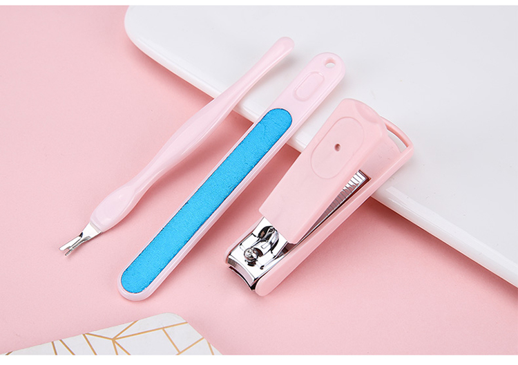 Lameila manicure pedicure set tools nail file clipper Cuticle Pusher 3pcs mini pink stainless steel manicure set pedicure F0160