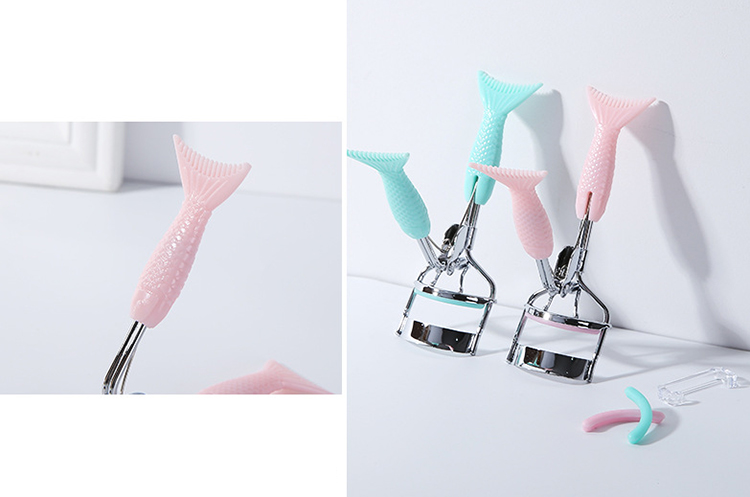 Lameila wholesale elegant plastic mermaid tail comb mini stainless steel makeup curler private label eyelash curler A322