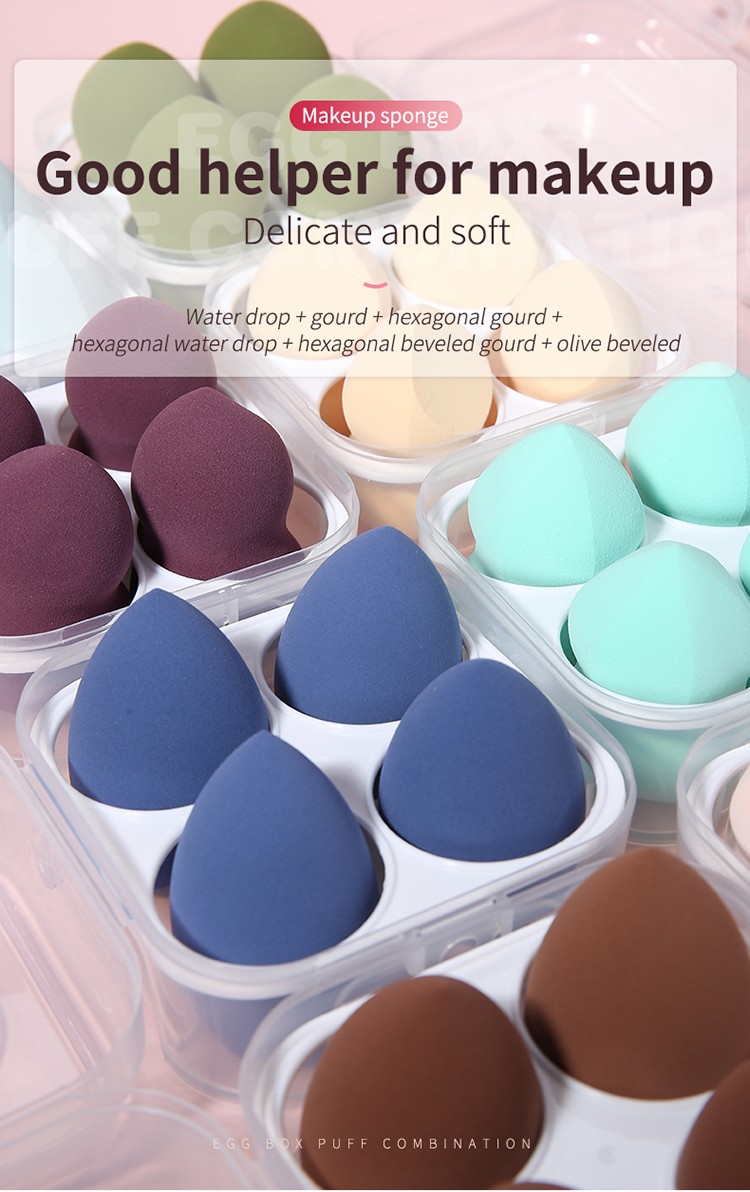 Lameila mixed colors shape beauty sponge 4pcs box customized logo foundations latex free large nude makeup sponge A80210