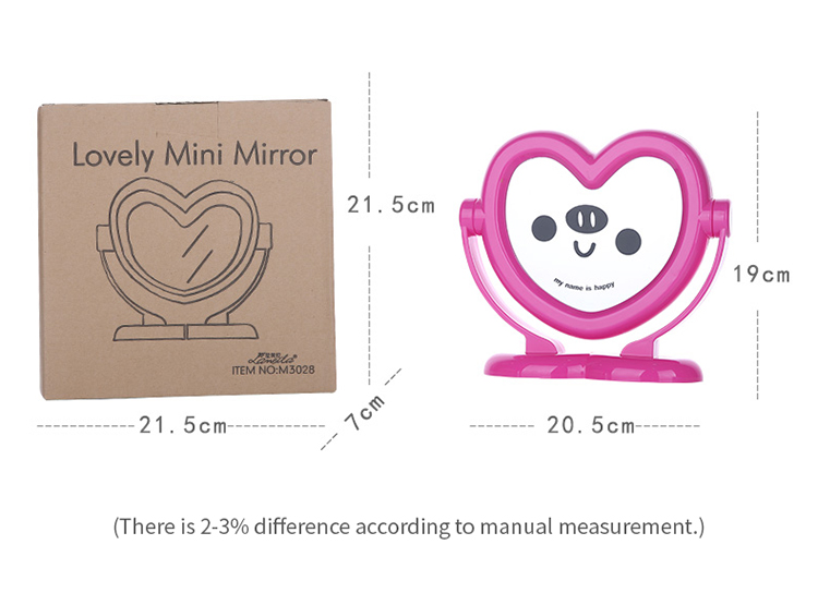 Lameila cosmetic desktop Mirror standup custom logo home reversible portable red heart makeup mirror with box M3028