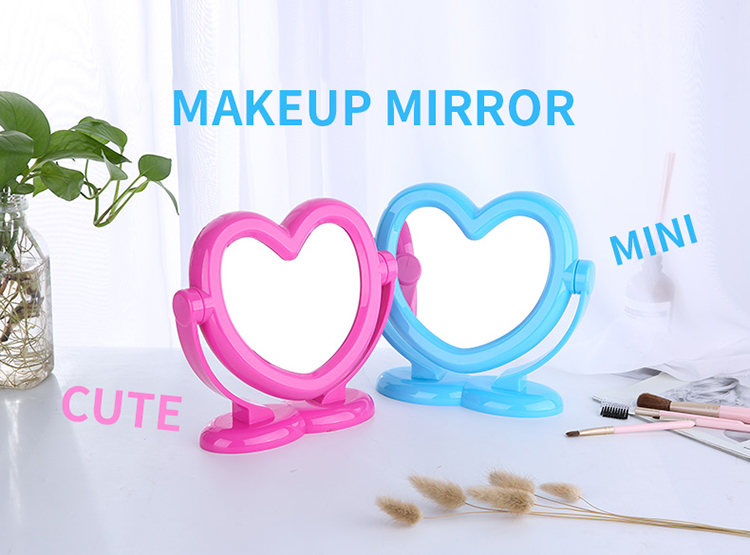 Lameila cosmetic desktop Mirror standup custom logo home reversible portable red heart makeup mirror with box M3028