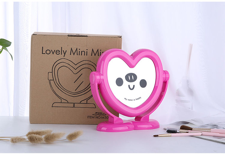 Lameila cosmetic desktop Mirror standup custom logo home reversible portable red heart makeup mirror with box M3028