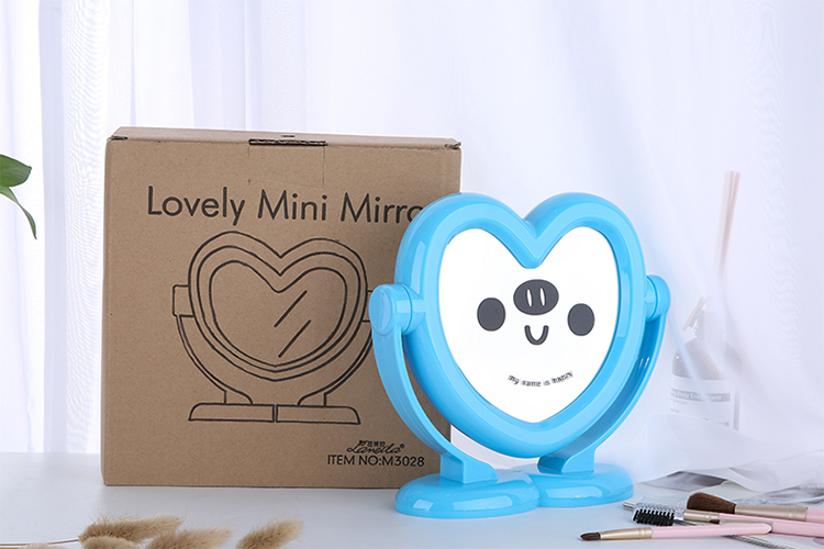 Lameila cosmetic desktop Mirror standup custom logo home reversible portable red heart makeup mirror with box M3028