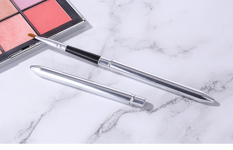 Lameila Ladies Makeup Tools Slant Silver Lip Gloss Makeup Brush Single Cosmetic Lipgloss Applicator Nylon Brush With Tube B0492