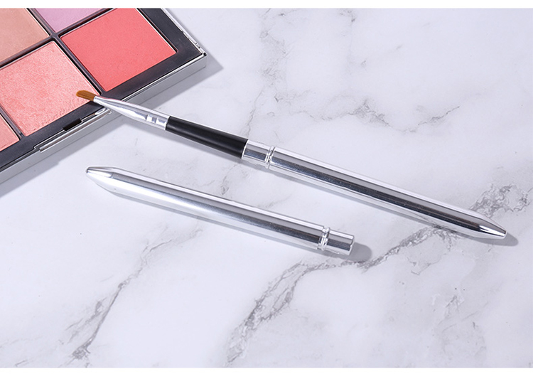 Lameila Ladies Makeup Tools Slant Silver Lip Gloss Makeup Brush Single Cosmetic Lipgloss Applicator Nylon Brush With Tube B0492