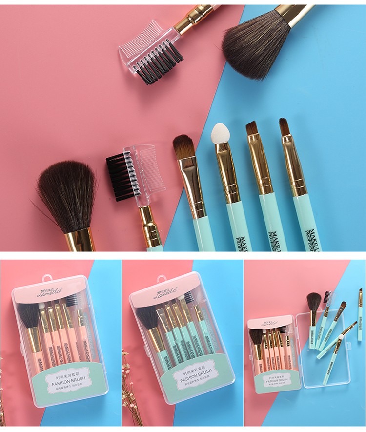 Lameila Custom Logo 6pcs/Set Makeup Brushes Set Makeup Cosmetic Tools Facial Foundation With Plastic Box L0782