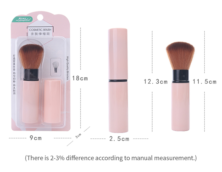 Lameila cosmetic tool manufacturer plastic handle foundation retractable powder makeup brushes with retractable cover L0832