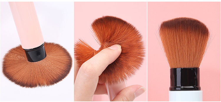 Lameila cosmetic tool manufacturer plastic handle foundation retractable powder makeup brushes with retractable cover L0832