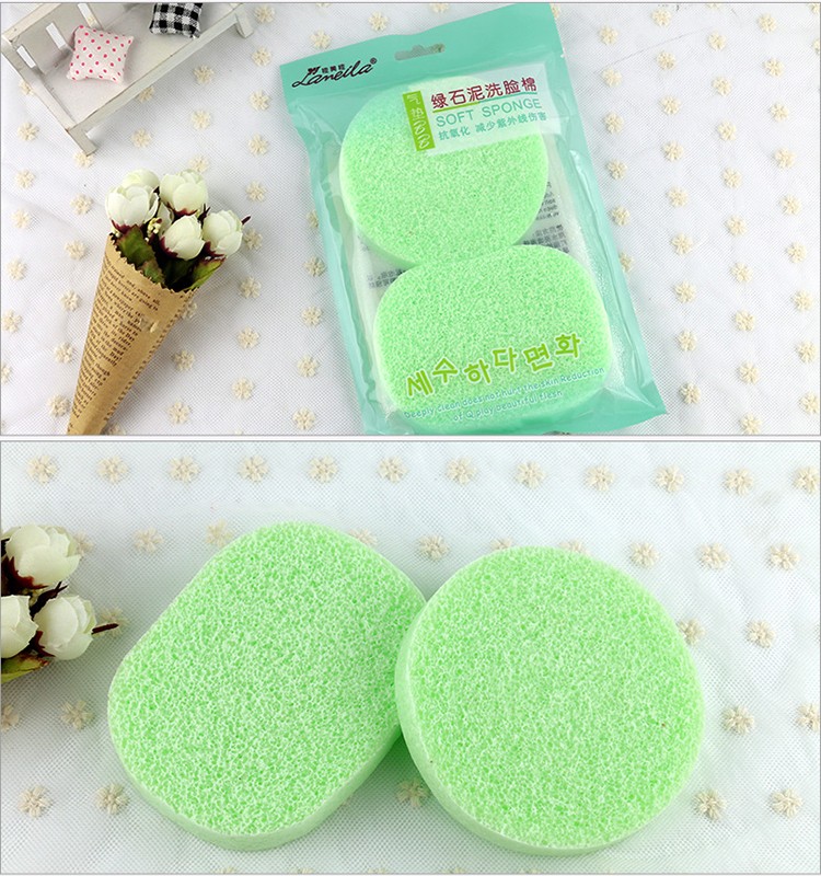 Lameila body face washing sponge 2pcs wholesale stock custom OEM reusable big round compress facial cleansing sponge B2072