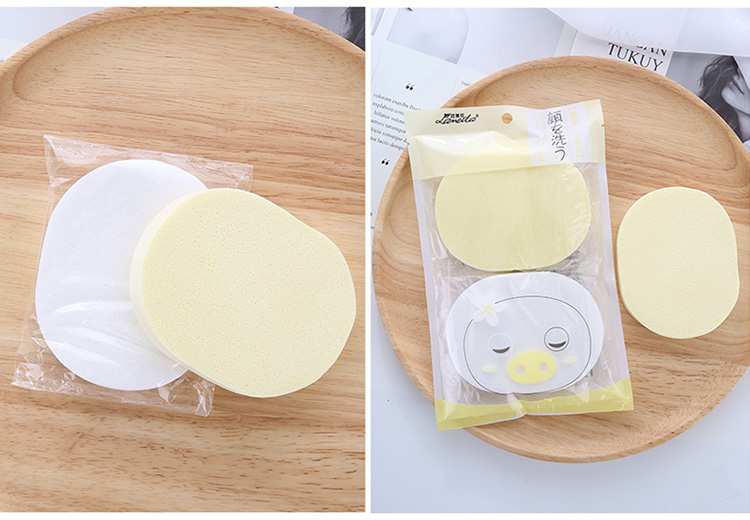 Lameila Hot Sale 2 Pieces Facial Cleansing Sponge Deep Clean Face Care Tools White And Yellow Face Cleaning Puff B2187