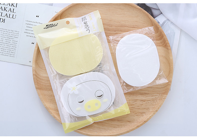 Lameila Hot Sale 2 Pieces Facial Cleansing Sponge Deep Clean Face Care Tools White And Yellow Face Cleaning Puff B2187