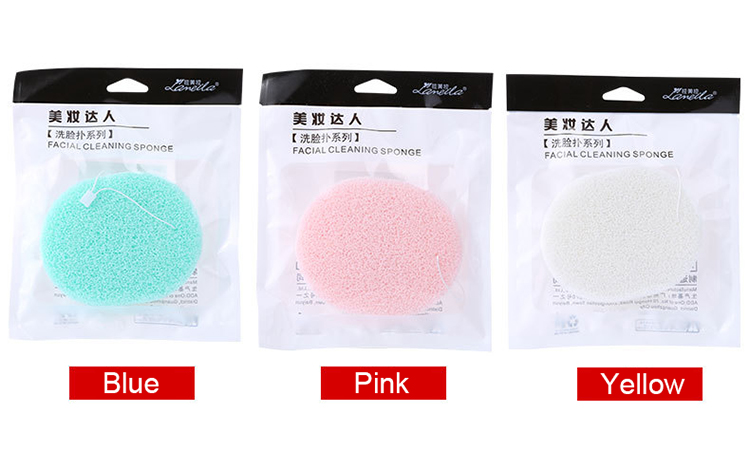 Lameila colorful face deeply washing sponge natural reusable facial cleansing sponge with rope SY-B2167