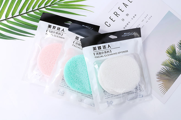 Lameila colorful face deeply washing sponge natural reusable facial cleansing sponge with rope SY-B2167