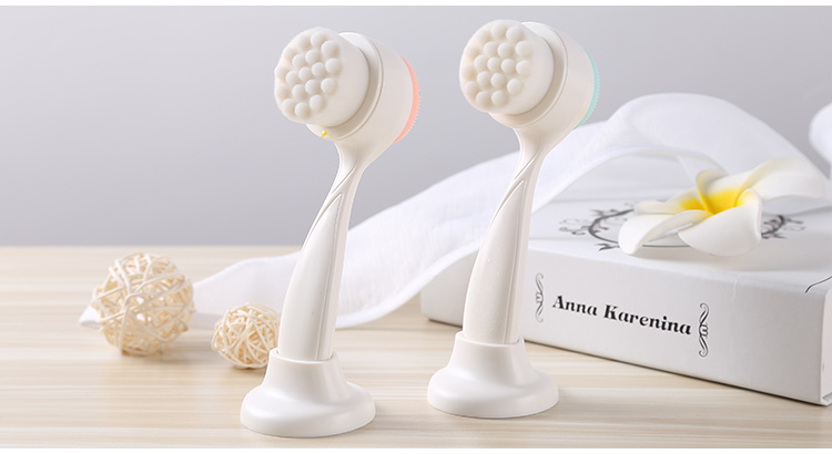 Lameila personal facial care silicone and nylon cleansing brush double sided face cleaning brush C0350
