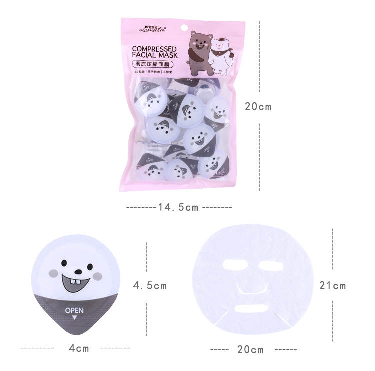 Lameila Hot Selling 20pcs/Box Compressed Facial Mask Sheet Paper Skin Care Cotton Nonwoven With Individual Package Travel D0877