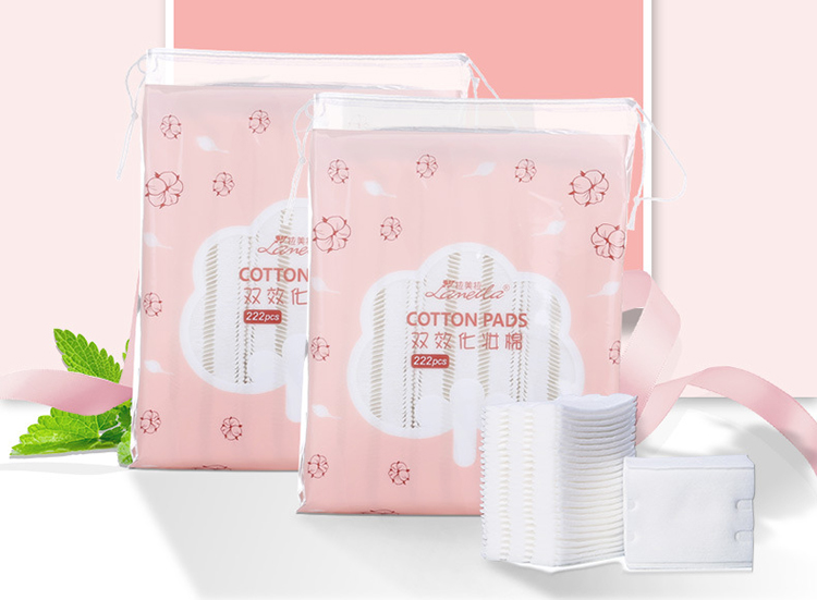 Lameila Wholesale Disposable Makeup Remover Cotton Square Face Cleaning Sandwich Double-Sided Cotton Pads 222pcs B297